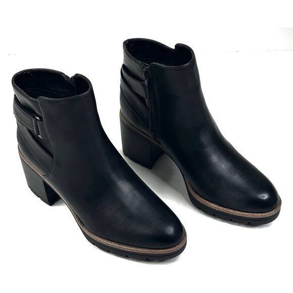 Naturalizer Madalynn Black Faux Leather Strap Bootie Womens Size 8.5M New $185 - Picture 1 of 12